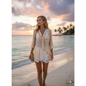 Zac & Rachel Pastel Stripe Button Down Shirt XL